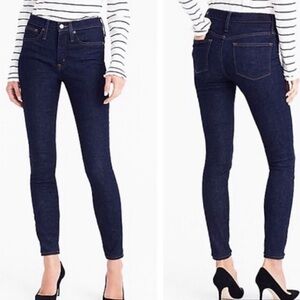 J. Crew 9” High Rise Toothpick Stretchy Casual Skinny Jeans Dark Wash Fall